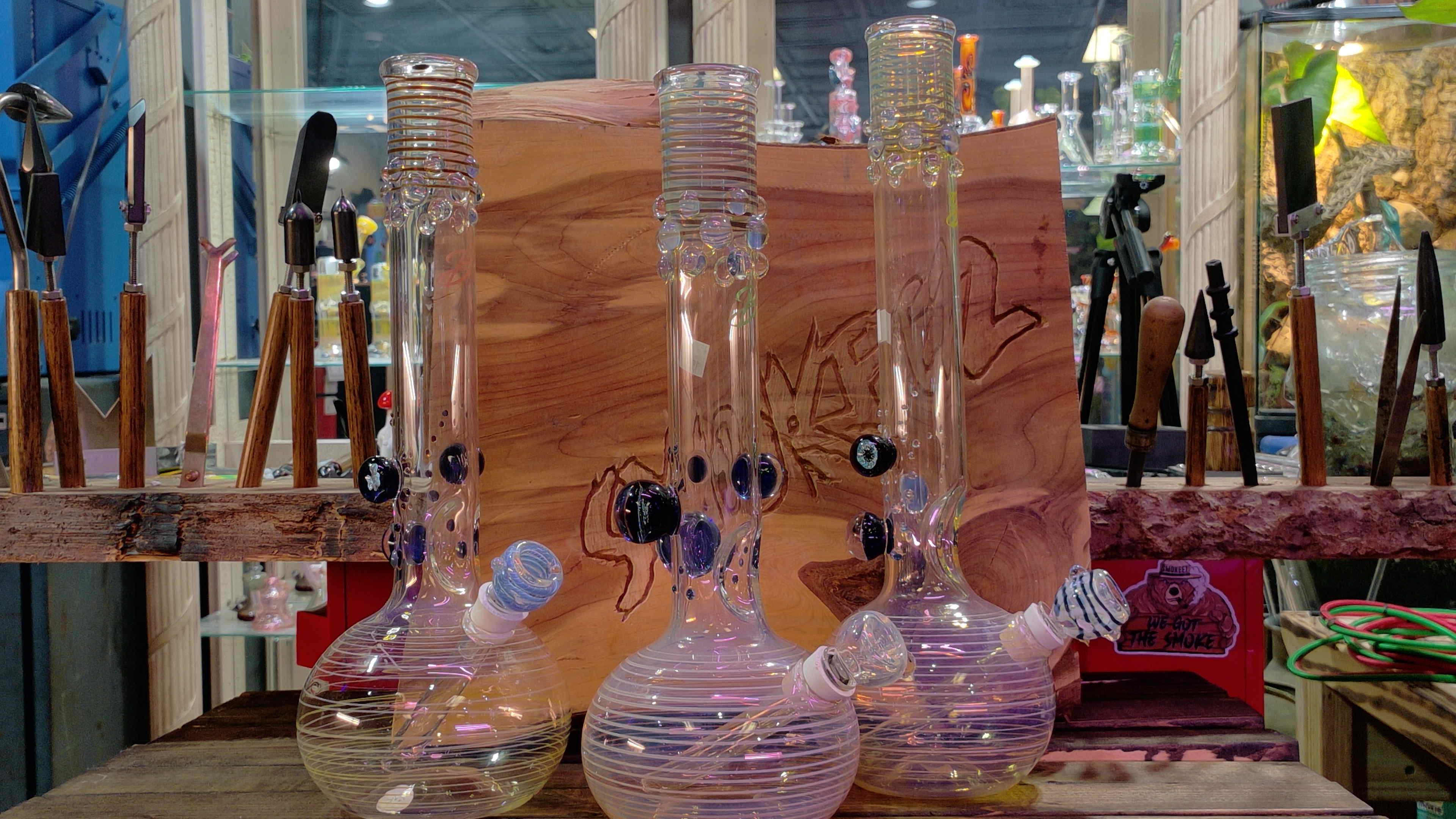 WhiteFire Glass Grommet Bubble Bongwith fumed color wrap