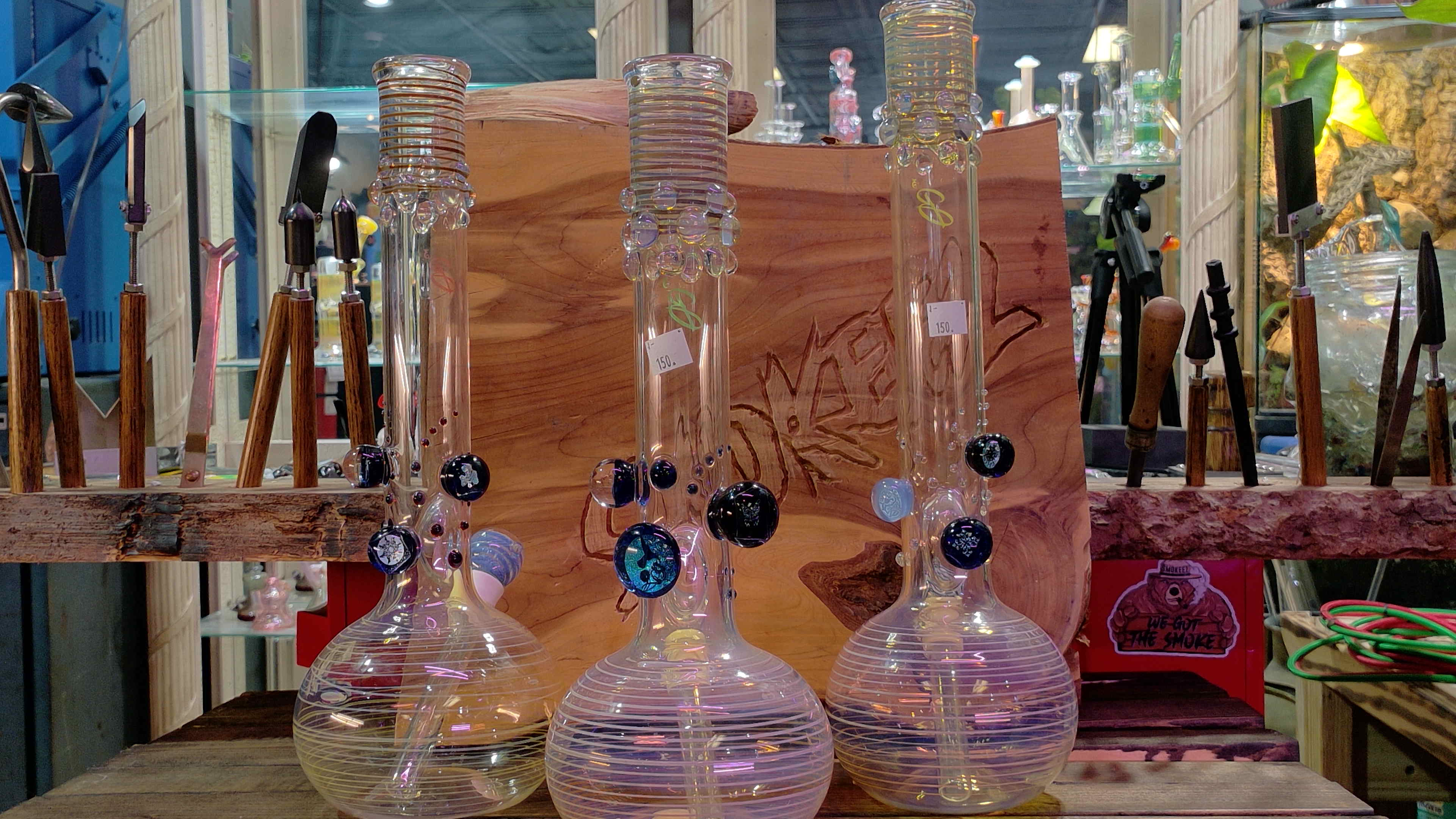 WhiteFire Glass Grommet Bubble Bongwith fumed color wrap